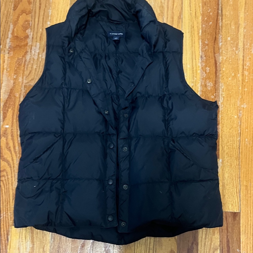Lands' End Black Quilted Puffer Vest